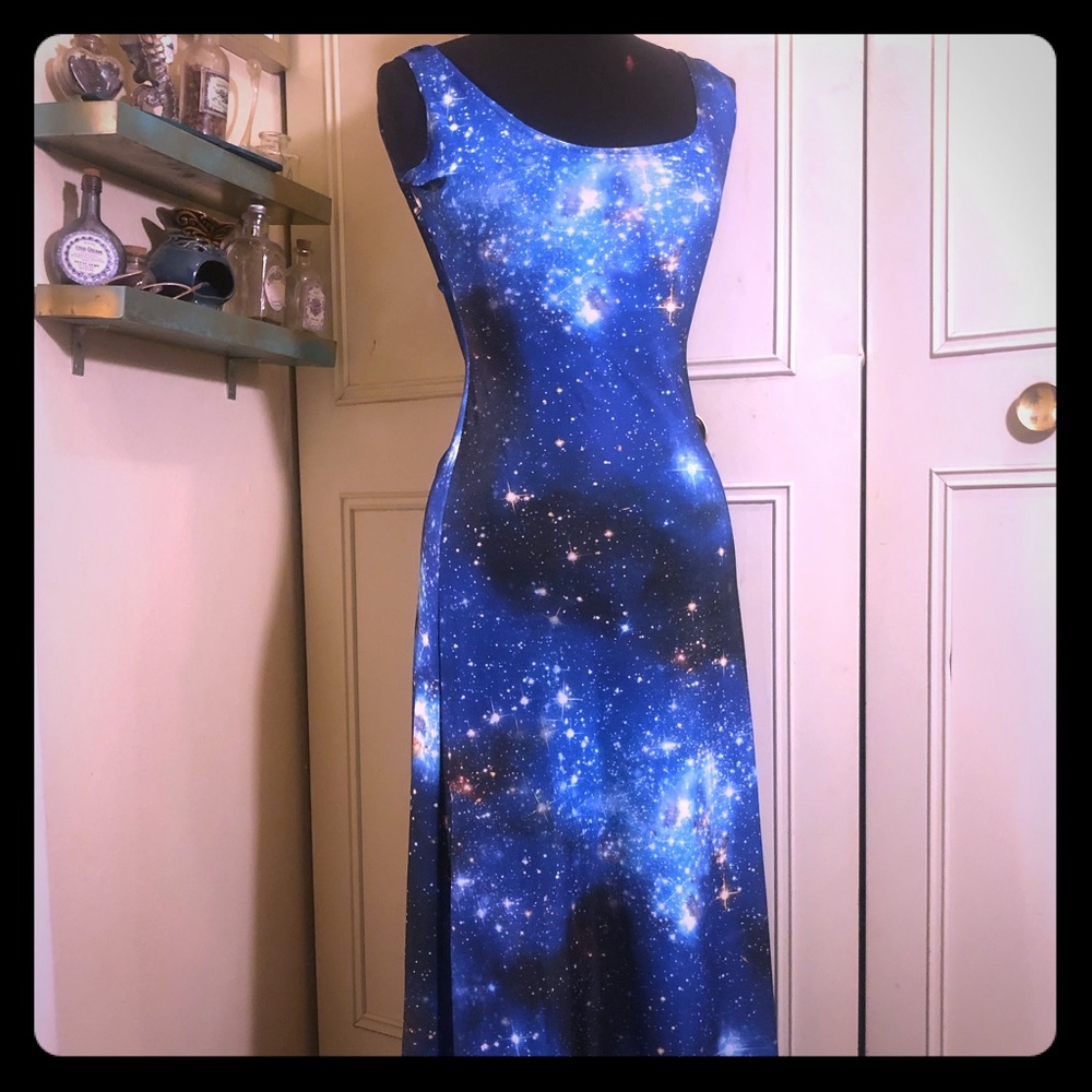 Galaxy Nebula Blue maxi dress